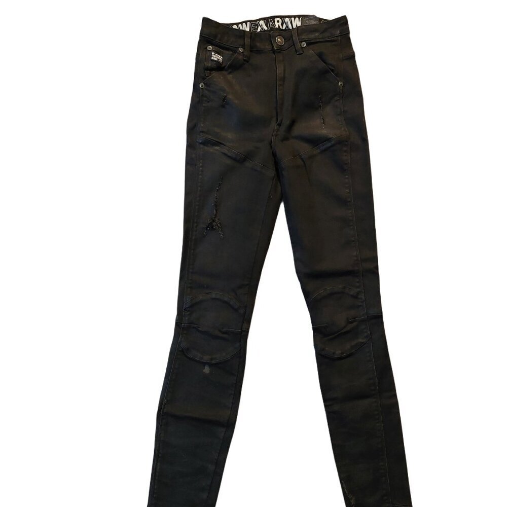 G-Star Raw 5620 Eva Shaw Ultra High-rise Aged Cobbler Resto Black Denim Sz 26